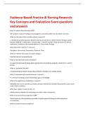 Evidence-Based Practice & Nursing Research&colon;  Key Concepts and Evaluation Exam questions  and answers 