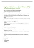 Legal and Ethical Issues - Unit 2 &lpar;Ethics and PA&rpar;  Exam questions and answers 