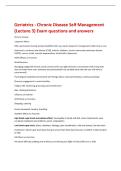 Geriatrics &colon; Chronic Disease Self Management  &lpar;Lecture 3&rpar; Exam questions and answers  Chronic Disease  Long term illness  Often permanent&comma; leaving residual disability that may require long-term management rather than a cure  Parkinson&rsquo;s&comma; cardiovascular di