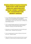Prophecy Medical Surgical-Telemetry  EXAM STUDY GUIDE 2026&sol;2027  COMPLETE QUESTIONS WITH  VERIFIED CORRECT ANSWERS &vert;&vert;  100&percnt; GUARANTEED PASS  <NEWEST VERSION> 
