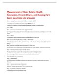 Management of Older Adults&colon; Health  Promotion&comma; Chronic Illness&comma; and Nursing Care  Exam questions and answers 
