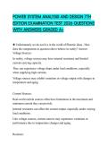 POWER SYSTEM ANALYSIS AND DESIGN 7TH EDITION EXAMINATION TEST 2026 QUESTIONS WITH ANSWERS GRADED A&plus;