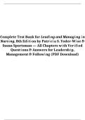 Complete Test Bank for Leading and Managing in Nursing 8th Edition 2026 &ndash; Yoder-Wise & Sportsman &ndash; All Chapters PDF &ndash; Verified Questions & Answers