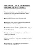 WGU STATISTICS TEST ACTUAL PAPER 2026 QUESTIONS SOLUTIONS GRADED A&plus;