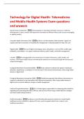 Technology for Digital Health- Telemedicine  and Mobile Health Systems Exam questions  and answers 