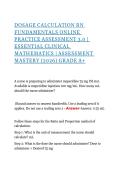 ESSENTIAL CLINICAL MATHEMATICS &vert; DOSAGE CALCULATION RN FUNDAMENTALS ONLINE PRACTICE ASSESSMENT 3&period;0 &vert; ASSESSMENT MASTERY &lpar;2026&rpar; GRADE A&plus;
