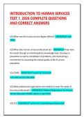INTRODUCTION TO HUMAN SERVICES TEST 1  2026 COMPLETE QUESTIONS AND CORRECT ANSWERS