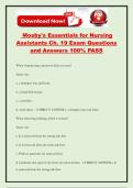 Mosby's Essentials for Nursing Assistants Ch&period; 19 Exam Questions and Answers 100&percnt; PASS