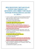 HESI MILESTONE 2 RETAKE EXAM NEWEST 2026 VERSION &vert; ALL QUESTIONS AND CORRECT DETAILED ANSWERS WITH RATIONALE &vert; RATED A&plus; &vert; NEW &excl;&excl;