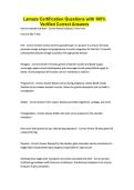 Lamaze Certification Questions with 100&percnt; Verified Correct Answers