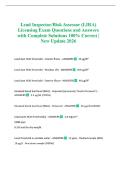 Lead Inspector&sol;Risk Assessor &lpar;LIRA&rpar; Licensing Exam Questions and Answers with Complete Solutions 100&percnt; Correct &vert; New Update 2026