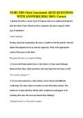 NURS 3305 Client Assessment -QUIZ QUESTIONS WITH ANSWERS&vert; 2026 &vert; 100&percnt; Correct