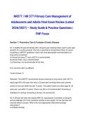 NR577 &sol; NR 577 Primary Care Management of Adolescents and Adults Final Exam Review &lpar;Latest 2026&sol;2027&rpar; &ndash; Study Guide & Practice Questions &vert; FNP Focus