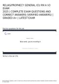 RELIAS PROPHECY GENERAL ICU RN A V3 EXAM 2025 COMPLETE EXAM QUESTIONS AND CORRECT ANSWERS &lpar;VERIFIED ANSWERS&rpar; GRADED A LATEST EXAM