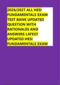 2026&sol;2027 ALL HESI  FUNDAMENTALS EXAM  TEST BANK UPDATED  QUESTION WITH  RATIONALES AND  ANSWERS LATEST  UPDATED HESI  FUNDAMENTALS EXAM