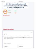 EPA Risk Assessor Questions and Answers with Complete Solutions 100&percnt; Correct &vert; New Update 2026