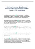 EPA Lead Inspector Questions and Answers with Complete Solutions 100&percnt; Correct &vert; New Update 2026