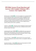 EPA Risk Assessor Exam Questions and Answers with Complete Solutions 100&percnt; Correct &vert; New Update 2026