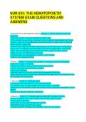 NUR 633&colon; THE HEMATOPOIETIC SYSTEM EXAM QUESTIONS AND ANSWERS