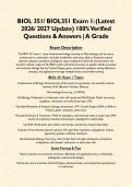 BIOL 351&sol; BIOL351 Exam 1&colon; &lpar;Latest 2026&sol; 2027 Update&rpar; 100&percnt; Verified Questions & Answers &vert; A Grade