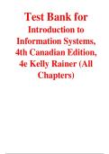 Test Bank for Introduction to Information Systems&comma; 4th Canadian Edition &ndash; Kelly Rainer &vert; Latest Update 2026 Exam Prep &vert; GRADED A&plus;