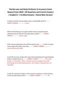 Florida Laws and Rules Pertinent to Insurance Exam Newest Exam 2026 &vert; All Questions and Correct Answers &vert; Graded A&plus; &vert; Verified Answers &vert; Brand New Version&excl;