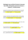 Washington Laws and Rules Pertinent to Insurance Exam 2026 &vert; All Questions and Correct Answers &vert; Graded A&plus; &vert; Verified Answers