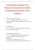 Payroll Compliance Legislation Course  Midterm Practice Exam 2026&sol;2027 Updated  Verified Questions and Solutions A&plus; Pass  Guaranteed