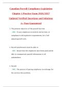 Canadian Payroll Compliance Legislation  Chapter 1 Practice Exam 2026&sol;2027  Updated Verified Questions and Solutions  A&plus; Pass Guaranteed