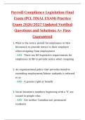 Payroll Compliance Legislation Final  Exam &lpar;PCL FINAL EXAM&rpar; Practice  Exam 2026&sol;2027 Updated Verified  Questions and Solutions A&plus; Pass  Guaranteed