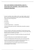 NUR 1100 NURSING FUNDAMENTALS QUIZ &num;1 &vert; QUESTIONS AND ANSWERS &vert; 2026 UPDATE WITH COMPLETE SOLUTION