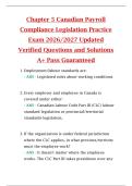 Canadian Payroll Compliance Legislation Chapter 1 Practice Exam 2026&sol;2027 Updated Verified Questions and Solutions A&plus; Pass Guaranteed