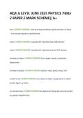 AQA A LEVEL JUNE 2025 PHYSICS 7408&sol;  2 PAPER 2 MARK SCHEME&vert;&vert; A&plus; 