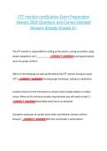 CFT monitor certification Exam Preparation  Newest 2026 Questions and Correct Detailed  Answers Already Graded A&plus; CFT monitor certification Exam Preparation  Newest 2026 Questions and Correct Detailed  Answers Already Graded A&plus; 