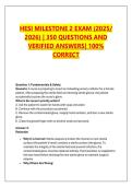 HESI MILESTONE 2 EXAM &lpar;2025&sol;  2026&rpar; &vert; 350 QUESTIONS AND  VERIFIED ANSWERS&vert; 100&percnt;  CORRECT
