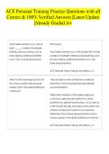 ACE Personal Training Practice Questions with all Correct & 100&percnt; Verified Answers &vert;Latest Update &vert;Already Graded A&plus; 