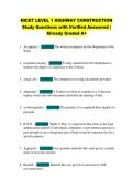 NICET LEVEL 1 HIGHWAY CONSTRUCTION  Study Questions with Verified Answered &vert;  Already Graded A&plus; 