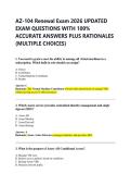 AZ-104 Renewal Exam 2026 UPDATED  EXAM QUESTIONS WITH 100&percnt;  ACCURATE ANSWERS PLUS RATIONALES  &lpar;MULTIPLE CHOICES&rpar; 