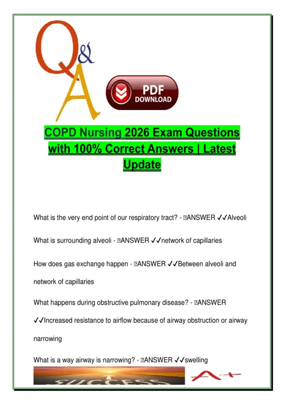 COPD Nursing | 2026 Exam Questions with 100% Correct Answers | Complete ...