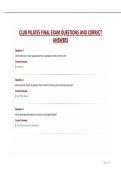 CLUB PILATES FINAL EXAM QUESTIONS AND CORRECT ANSWERS