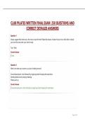 CLUB PILATES WRITTEN FINAL EXAM 250 QUESTIONS AND CORRECT DETAILED ANSWERS