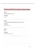 Club Pirates Final Written Test Questions and Correct Answers