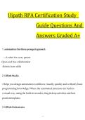 Uipath RPA Certification Study  Guide Questions And Answers Graded A&plus;