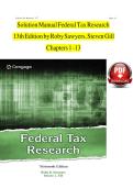 Solution Manual For Federal Tax Research&comma; 13th Edition by Roby Sawyers&comma; Steven Gill&comma; All Chapters 1 to 13 complete Verified editon ISBN&colon; 9780357988411