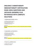 ONS&sol;ONCC CHEMOTHERAPY  IMMUNOTHERAPY CERTIFICATION  EXAM &lpar;2026&rpar; QUESTIONS AND  &lpar;DETAILED ANSWERS&rpar; PLUS  RATIONALES WITH COMPLETE  SOLUTIONS 