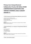 Primary Care Interprofessional  Collaborative Practice 6th Edition EXAM  COMPREHENSIVE QUESTIONS AND  VERIFIED ANSWERS &lpar;2026&rpar; ALREADY  GRADED A&plus; 