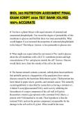 BIOL 203 NUTRITION ASSESSMENT FINAL EXAM SCRIPT 2026 TEST BANK SOLVED 100&percnt; ACCURATE