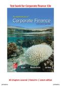 Test bank with complete answer guide &ndash; Corporate finance &lpar;13th edition&rpar; By Stephen Ross&comma; Randolph Westerfield & Jeffrey Jaffe &vert; All chapters covered &vert; Rated A&plus; &vert; Latest edition