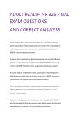 ADULT HEALTH NR 325 FINAL  EXAM QUESTIONS   AND CORRECT ANSWERS 