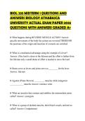 BIOL 235 MIDTERM 1 QUESTIONS AND ANSWERS BIOLOGY ATHABASCA UNIVERSITY ACTUAL EXAM PAPER 2026 QUESTIONS WITH ANSWERS GRADED A&plus;